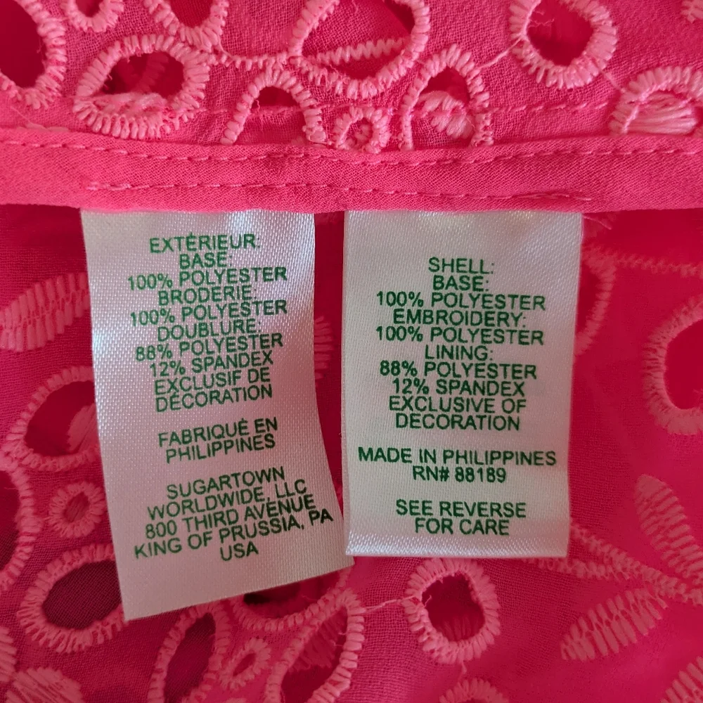 Lilly Pulitzer Almita Bright Pink Eyelet Dress, Size 10. Worn Once - Picture 7 of 10